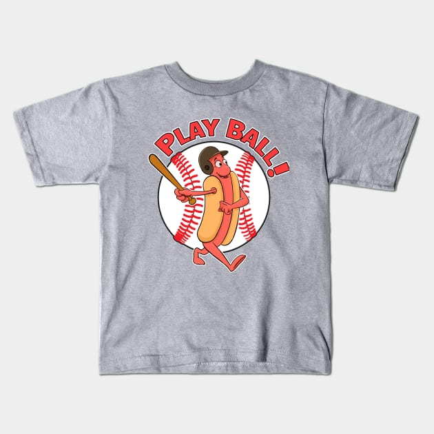 Hot Dog Baseball- Play Ball Kids T-Shirt by GAMAS Threads